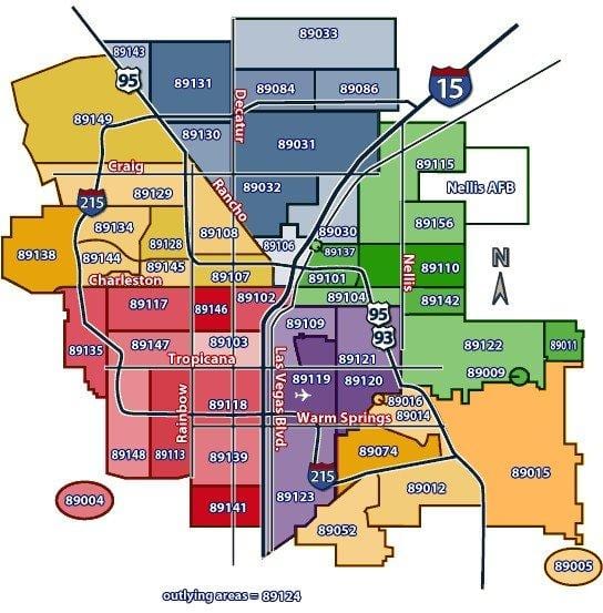 Las Vegas hartë me zip codes