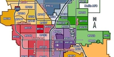 Las Vegas hartë me zip codes